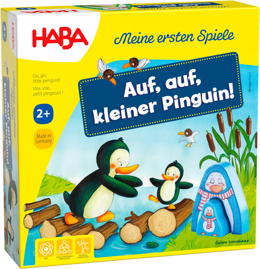 HABA Meine ersten Spiele – Auf, auf Kleiner Pinguin – Brettspiel ab 2 Jahren mit lustigen Pinguin-Fi