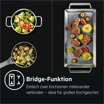AEG IKE84441XB Autarkes Kochfeld / Herdplatte mit Touchscreen, Topferkennung & Hob²Hood-Funktion / I