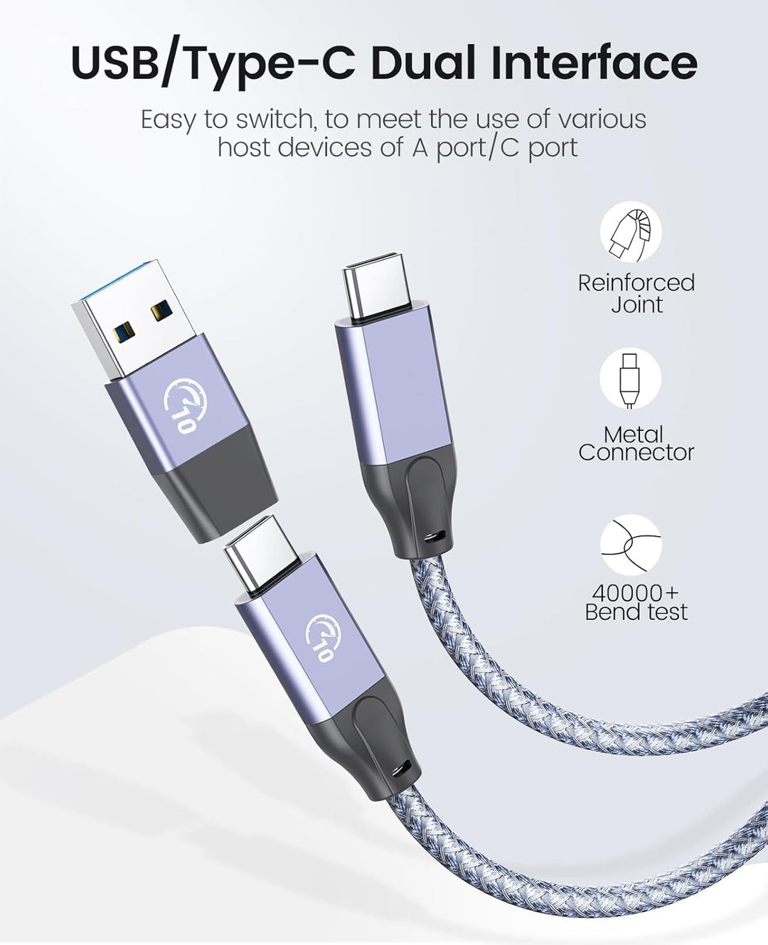 USB C Hub, ORICO USB 3.2 Gen 2 Hub, USB Verteiler 7 Port mit 10Gbps High Speed Datenübertragung, Alu