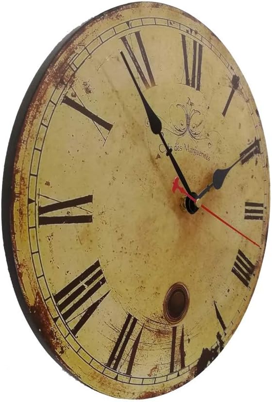 Wanduhr küchenuhr Vintage Shabby CHIC Antik Nostalgie Rustikale Quarzuhr aus MDF mit lautlosem Uhrwe