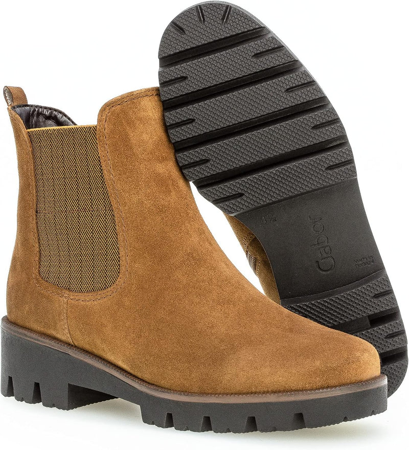 Gabor Damen Chelsea Boots, Frauen Stiefeletten,Wechselfussbett,Komfortweite (H) 39 EU Weit Braun Cog