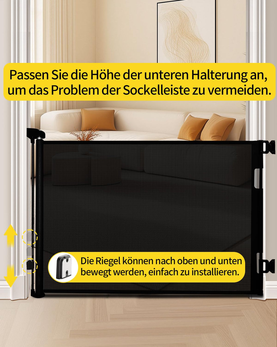 Retraktierbares Sicherheitsgitter für Babys & Haustiere– 2er Set – Extra Breit & Hoch, 0-140CM Türsc