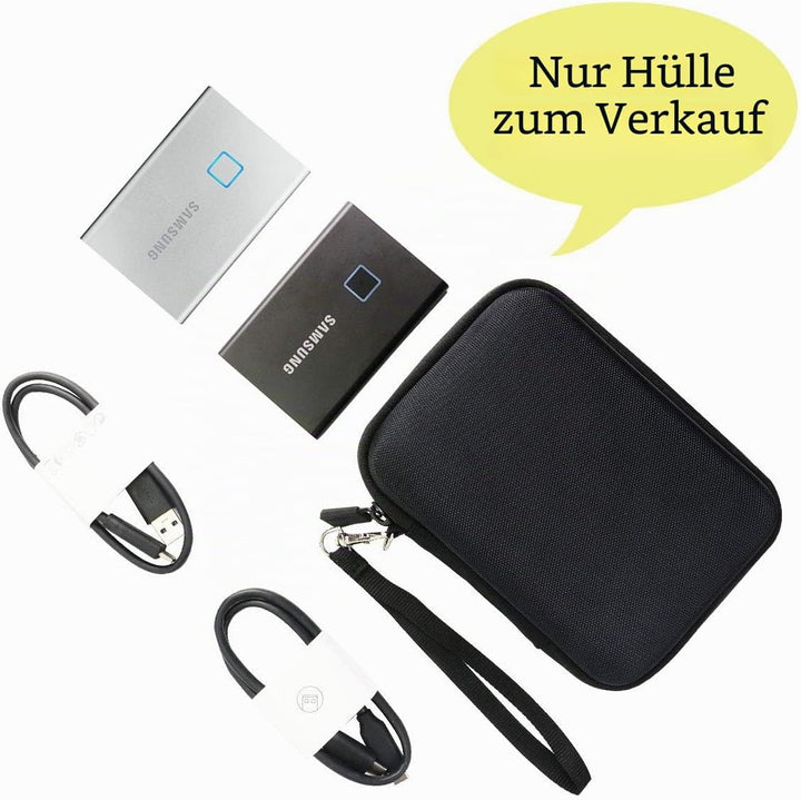 co2CREA Harttasche 2-in-1 für Samsung T7 Touch / T7 Portable SSD 500GB 1TB 2TB, Schutzhülle Aufbewah
