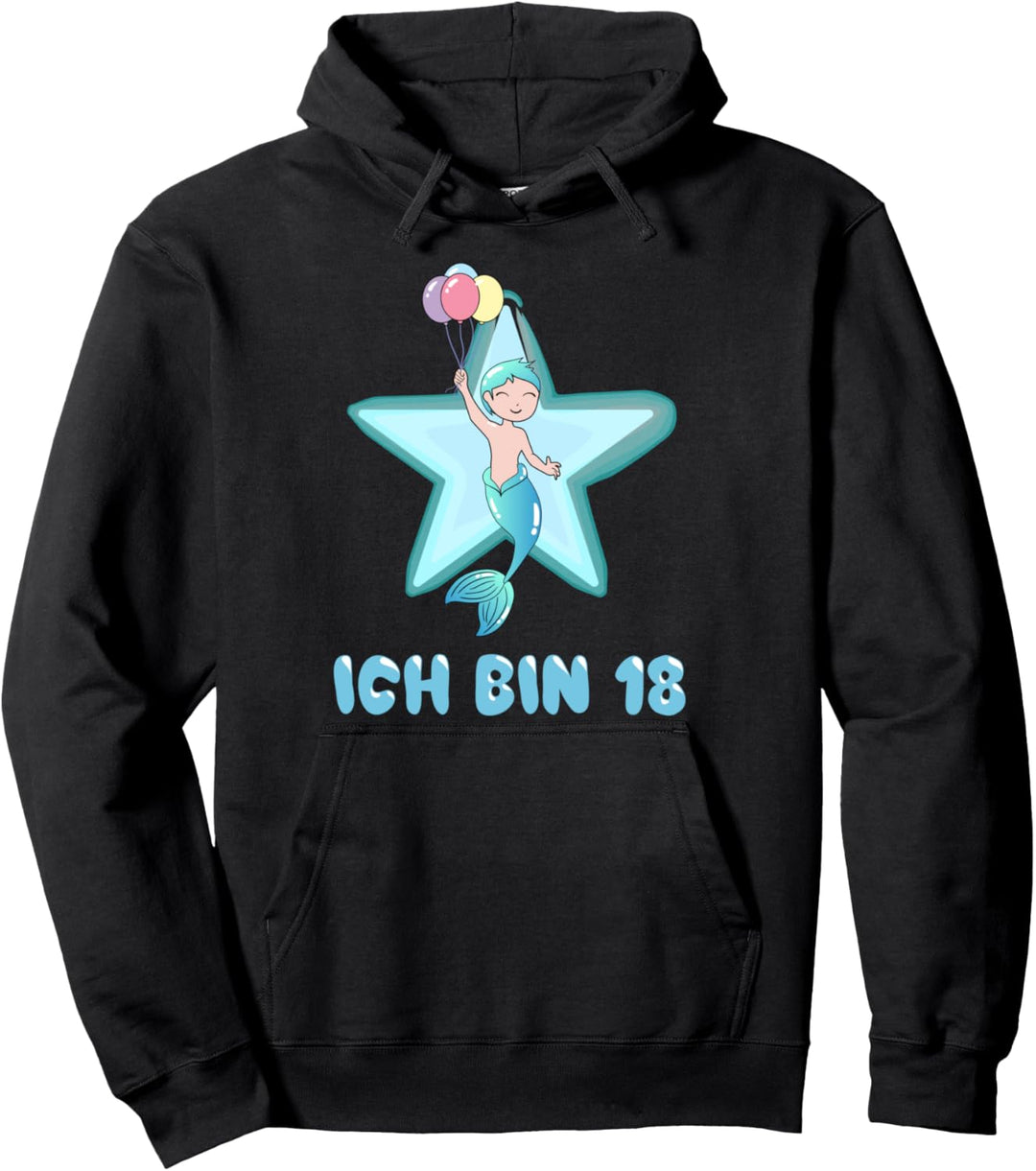 Junge 18. Geburtstag Merman mit Luftballons Ich bin 18 Pullover Hoodie