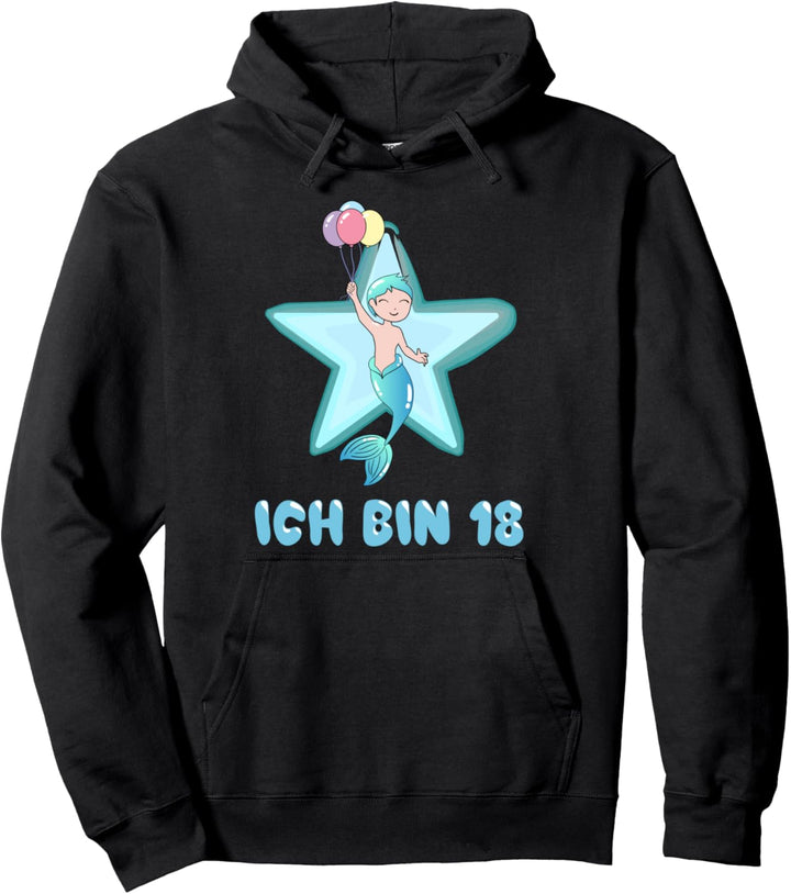 Junge 18. Geburtstag Merman mit Luftballons Ich bin 18 Pullover Hoodie