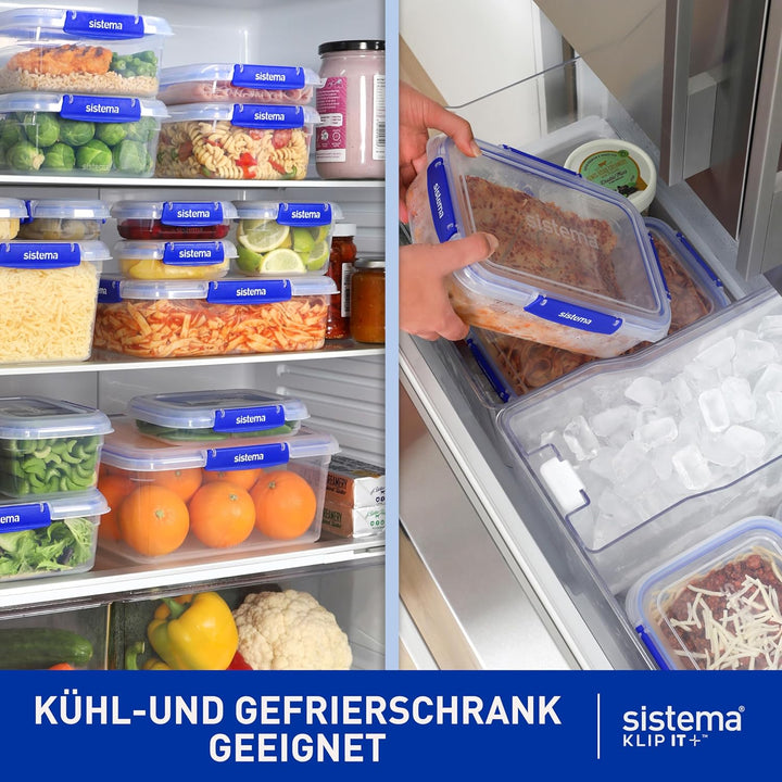 Sistema KLIP IT PLUS Frischhaltedosen-Set | 1 L | 4 luftdichte Behälter | Auslaufsicherer Verschluss