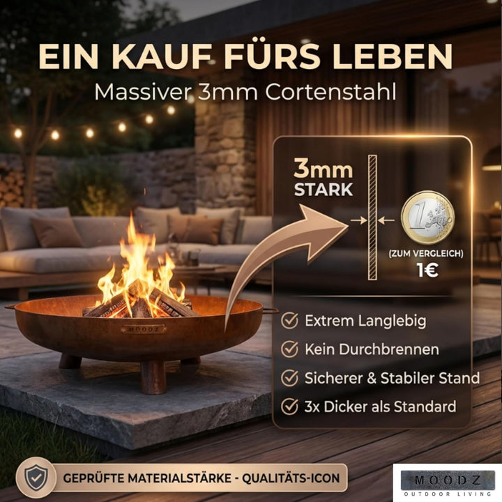 Moodz Feuerschale 60cm - Feuerschalen für den Garten - Feuerstelle Outdoor & Feuertonne - Feuerschal