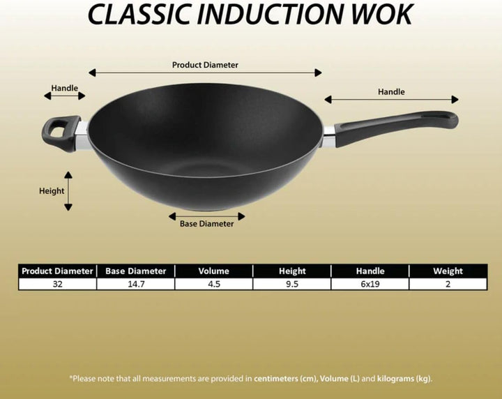 SCANPAN Classic Wokpfanne Induction 32 cm, Antihaft, Alle Herdarten Induktion geeignet, 32 cm, Induk