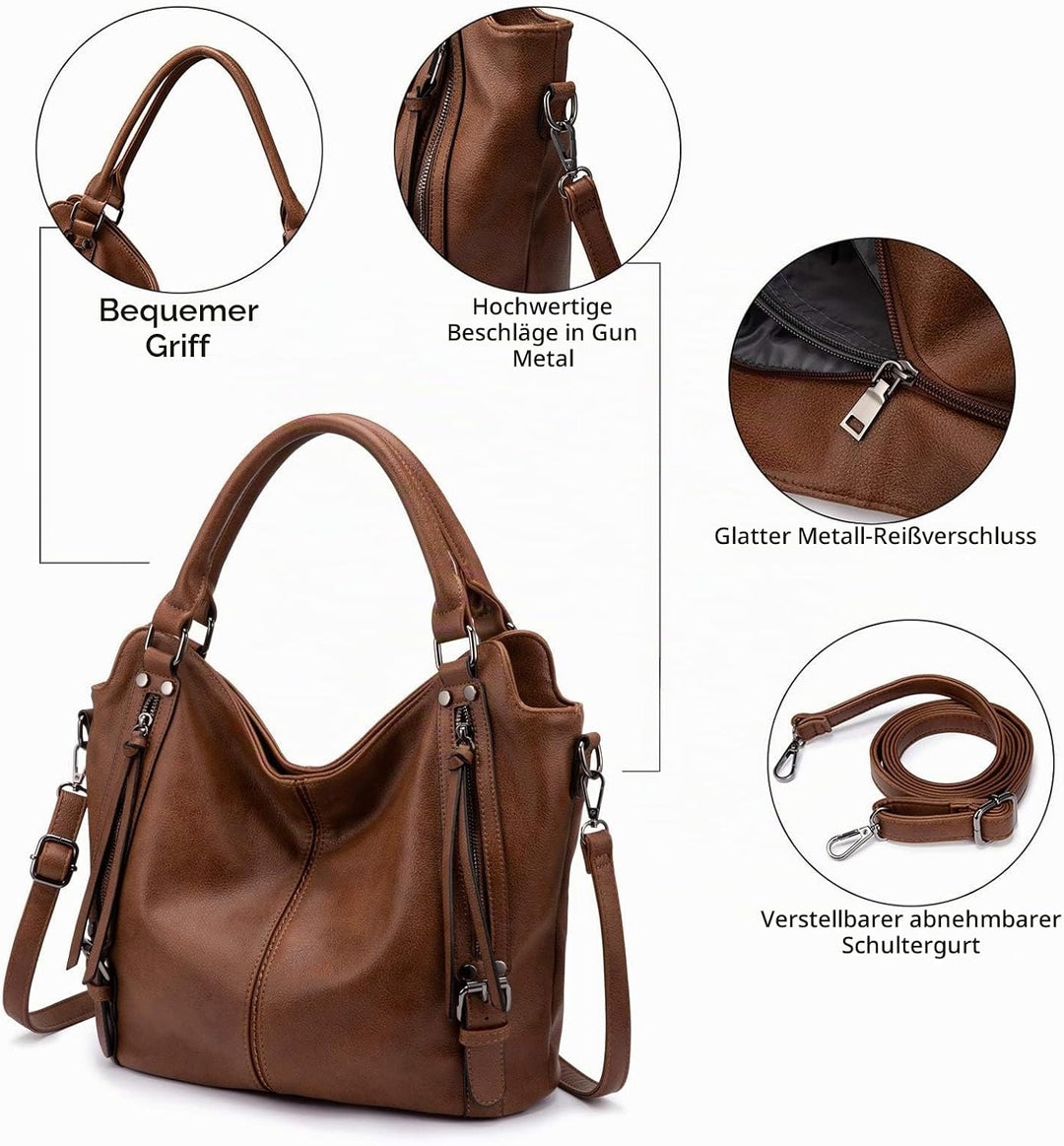 Realer Damen Handtaschen Mittel Shopper Lederhandtasche Schultertasche Umhängetasche Geldbörse Hobo