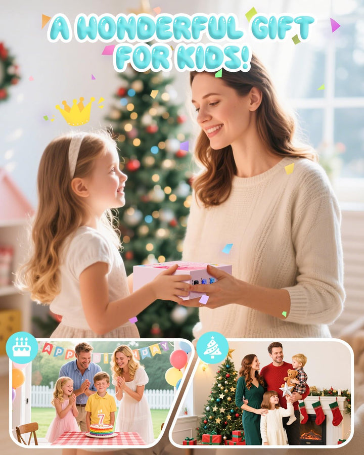 CAMCLID Kinderkamera Sofortbildkamera, 1080P Sofortbildkamera Kinder mit 32GB Karte & 3 Rollen Druck