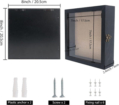GraduationMall Schwarz 20x20cm 3D Bilderrahmen Tief Objektrahmen Schaukasten Türvitrine Retro Weiss,