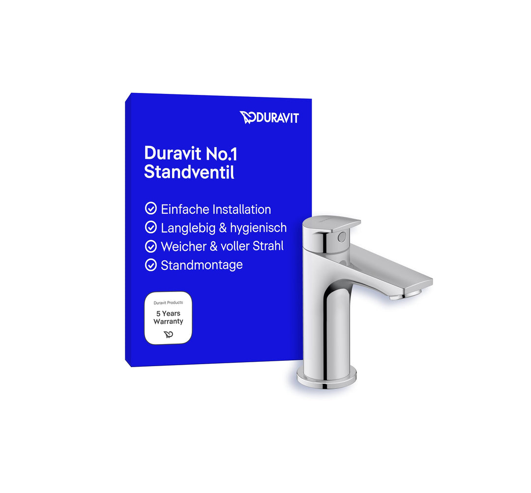 Duravit No.1 Standventil (Auslauf Höhe 89 mm), Kaltwasser Waschtischarmatur, Kaltwasserhahn Bad, Kal