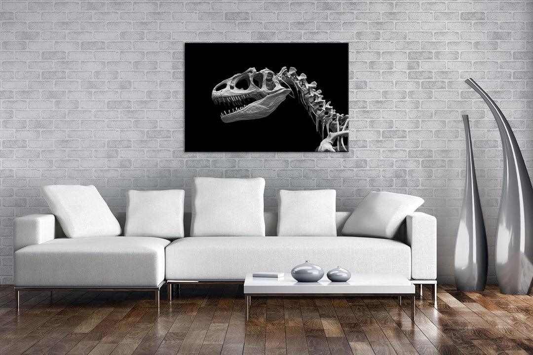 deyoli Allosaurus Skelett Format: 80x60 Effekt: Schwarz&Weiss als Leinwandbild, Motiv fertig gerahmt