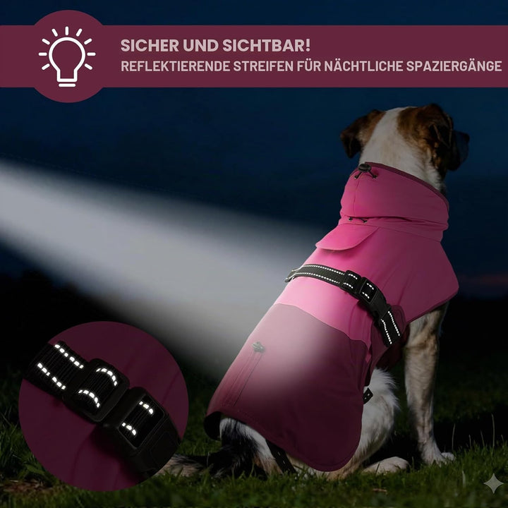 Hunde-Regenmantel für mittelgrosse Hunde, verstellbar, wasserdicht, reflektierend, atmungsaktiv, vol
