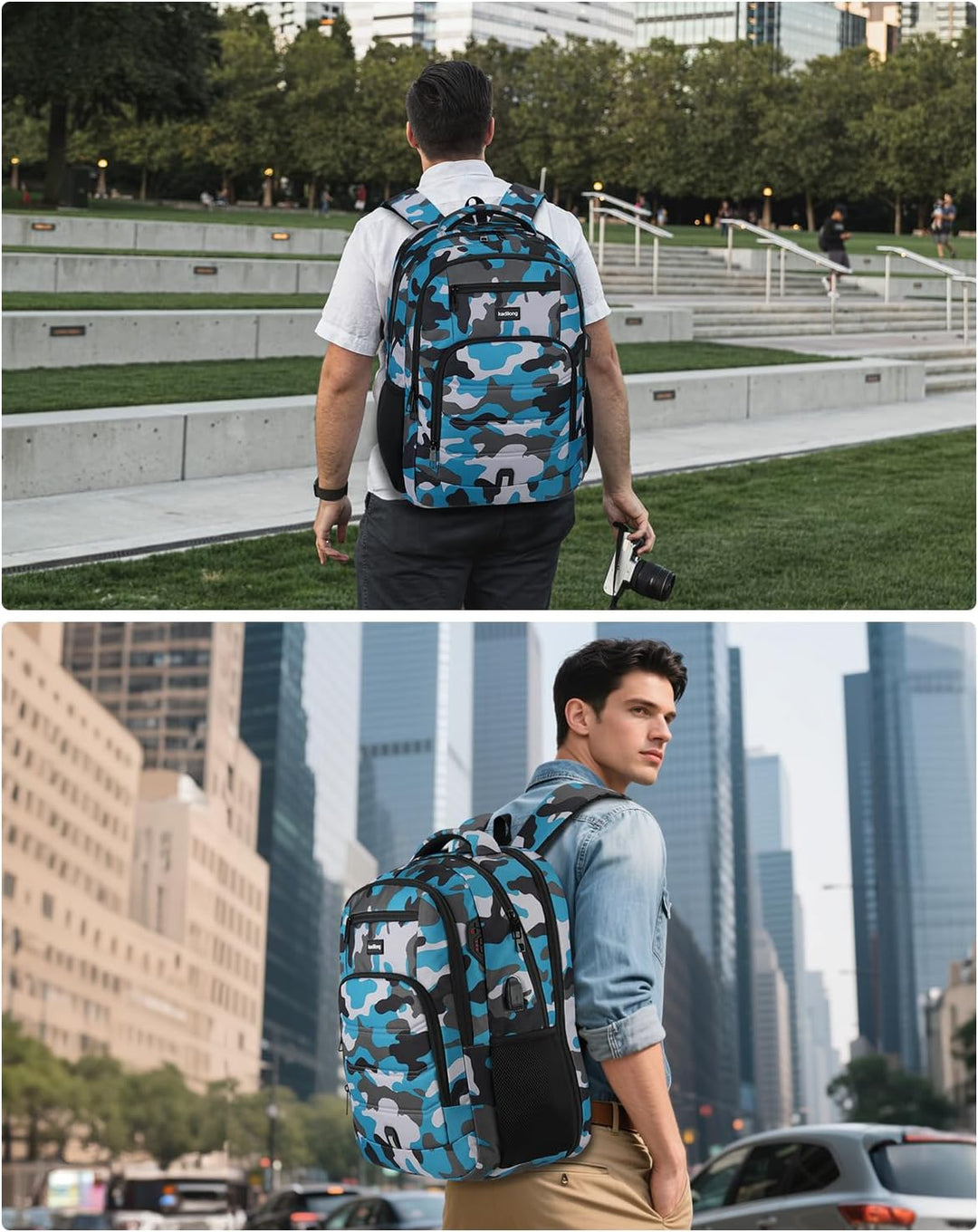 kadilong 15.6 Zoll Rucksack Laptop Herren,Schulrucksack Jungen Teenager Schulranzen Schule mit USB L