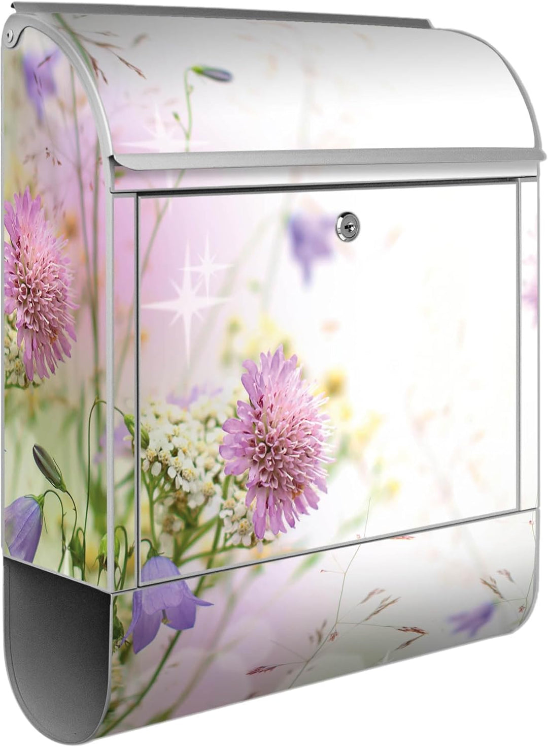 banjado® Design Briefkasten mit Motiv Glitzernde Wiese 39x47x14cm &amp; 2 Schlüssel - Briefkasten Stahl