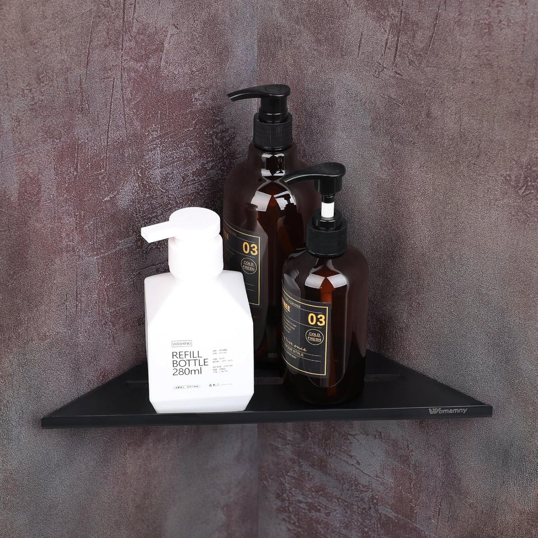 Eckregal Schwarz, Duschablage Ecke, 30 X 19.5 cm Badezimmer Regal, Verdickter Duschregal Schwarz aus