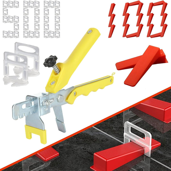 MIVIDE Fliesen Nivelliersystem, 3mm Fugenbreite Verlegehilfe 500 Laschen + 100 Keile + 1 Fliesenverl