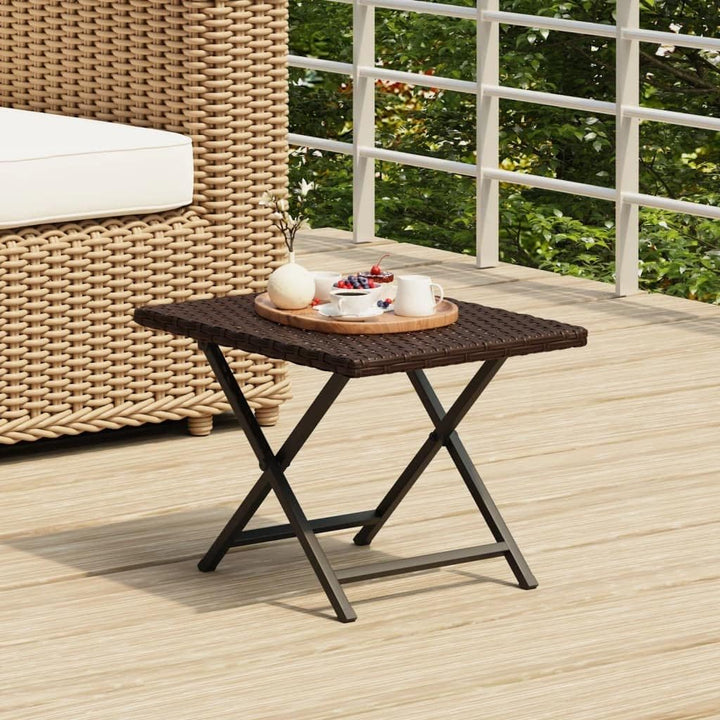 Makastle Polyrattan Klapptisch 45x35x32 cm Platzsparend Klappbar Tragbar Wetterfest Aussen Gartentis