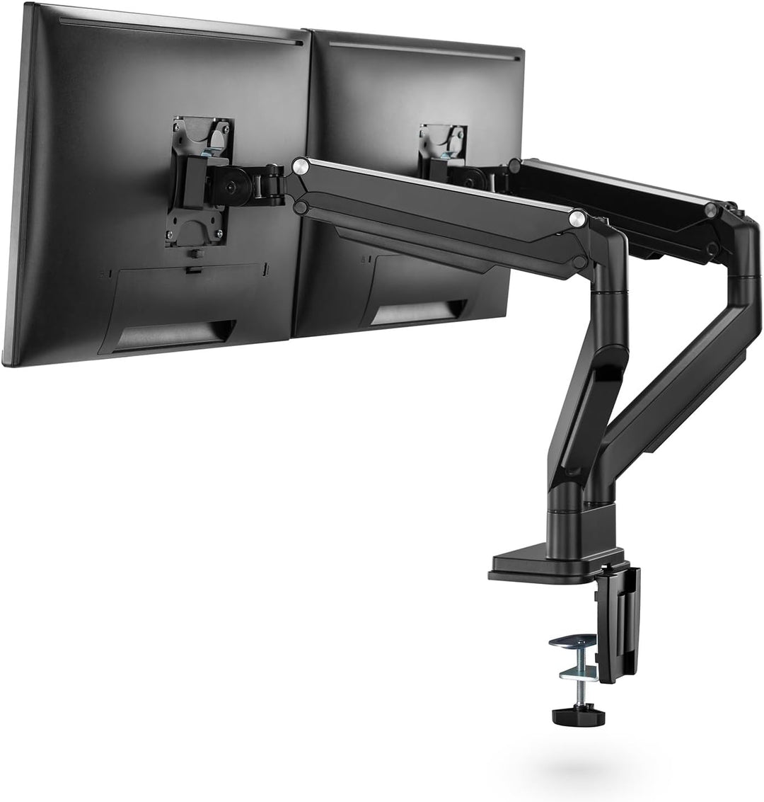 Ergolutions® Dual Gasdruck Monitorarm Schwarz - Höhenverstellbar, für 2 Monitore bis 32", VESA 75x75