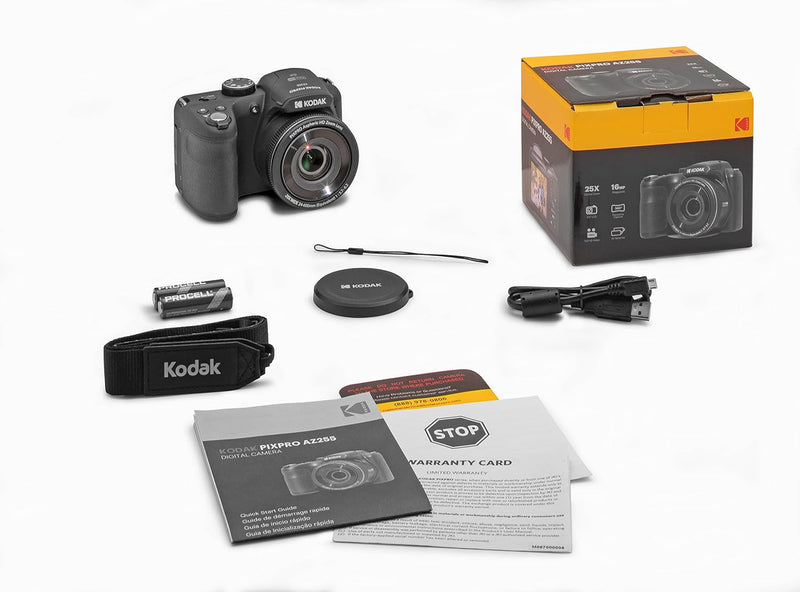 KODAK PIXPRO Astro Zoom AZ255-BK 16MP Digitalkamera mit 25-fachem optischen Zoom, 24 mm Weitwinkel,