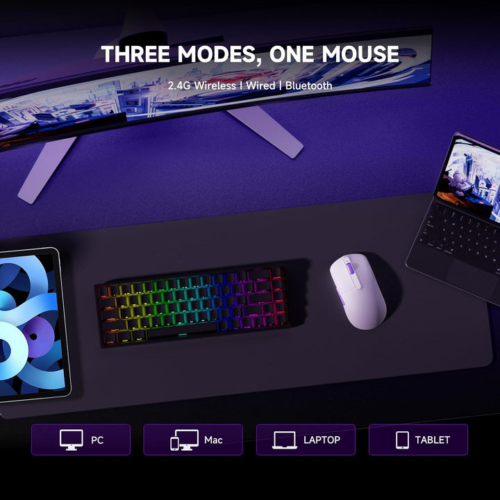 Akko Dash Ultra kabellose Gaming-Maus, 41 g ultraleichte Maus,PAW3950-Gaming-Sensor, BT/2,4-GHz-kabe