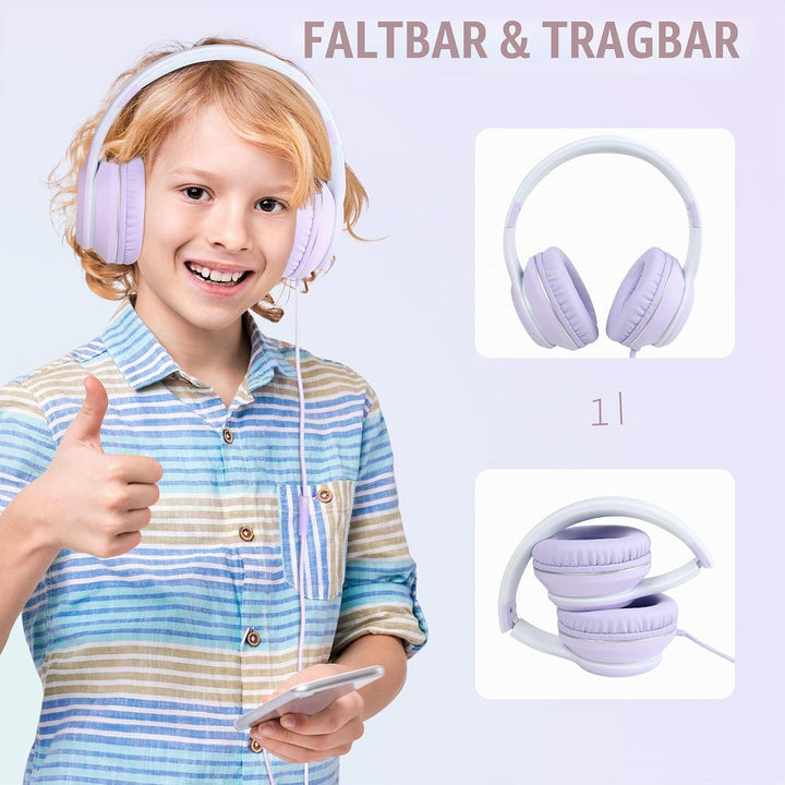 RockPapa L22 Kinder kopfhörer, Kabel Kopfhörer für Kinder, 3,5 mm Aux Jack, Verstellbares Stirnband