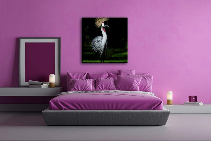 deyoli edler Kranich Format: 70x70 als Leinwand, Motiv fertig gerahmt auf Echtholzrahmen, Hochwertig