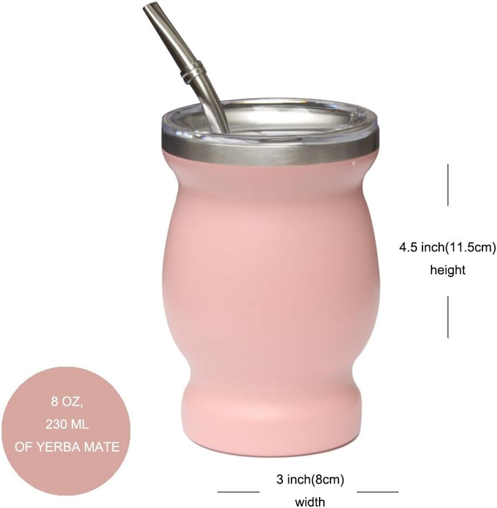 Yerba Mate Tee Set (Mate Becher), Edelstahl-Teetassen-Set mit einem multifunktionalen Deckel, zwei T