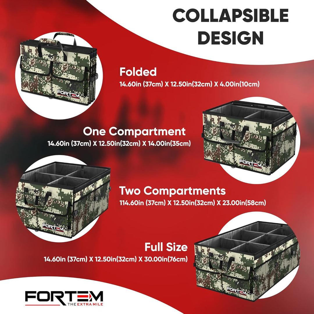 FORTEM Kofferraum Organizer, Kofferraumtasche, Zusammenklappbarer Auto Organizer Kofferraum mit Fäch