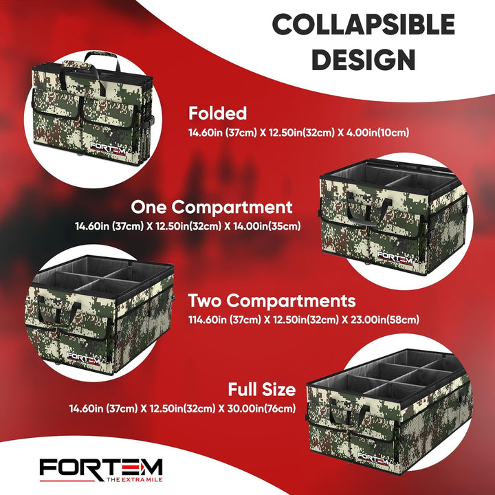 FORTEM Kofferraum Organizer, Kofferraumtasche, Zusammenklappbarer Auto Organizer Kofferraum mit Fäch