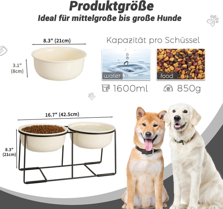 Hunde Napfset Erhöht Hundenapf Keramik - Grosse Hundenäpfe mit Rutschfestem Ständer - Fressnapf Hund
