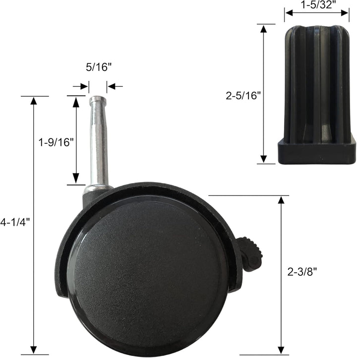 Weber # 99241-2-1/2" Stem Style Locking Swivel Caster with Insert.