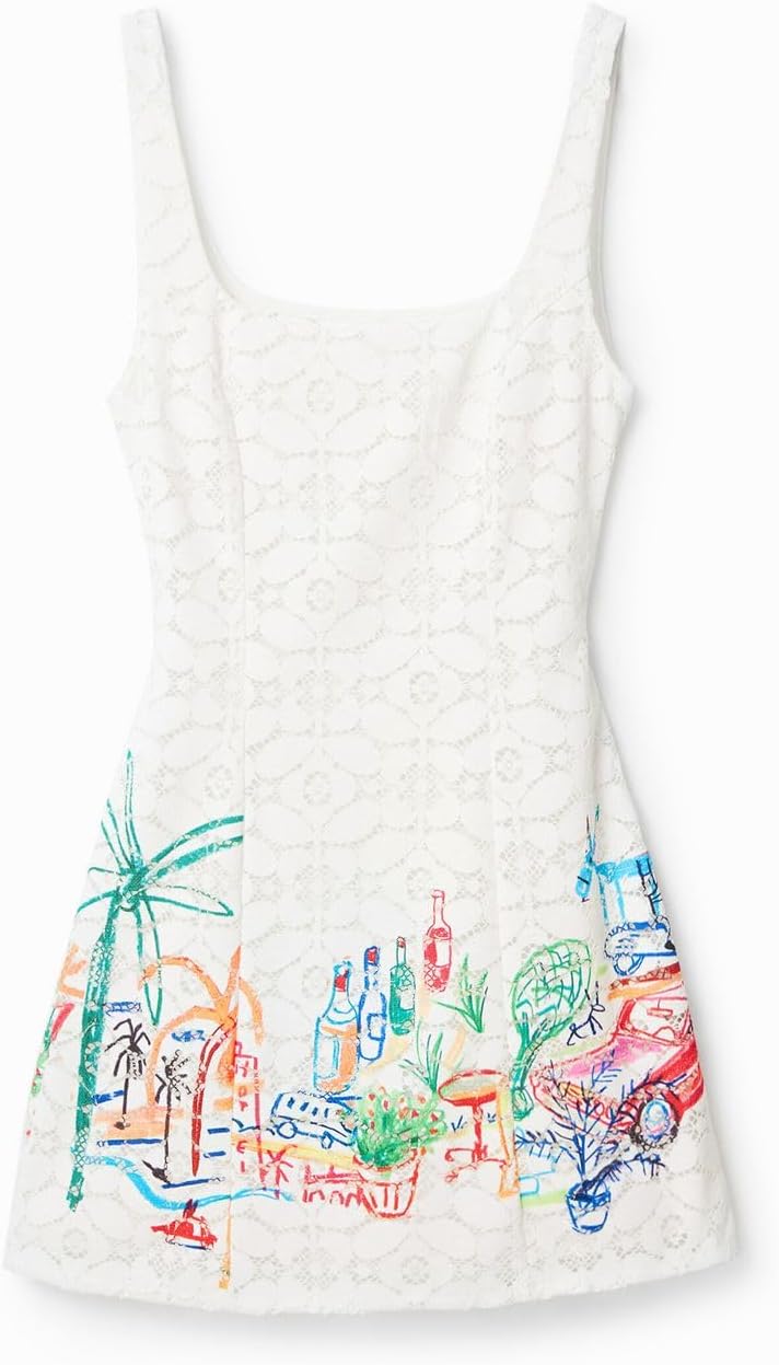 Desigual Damen Dress XL Weiss, XL Weiss