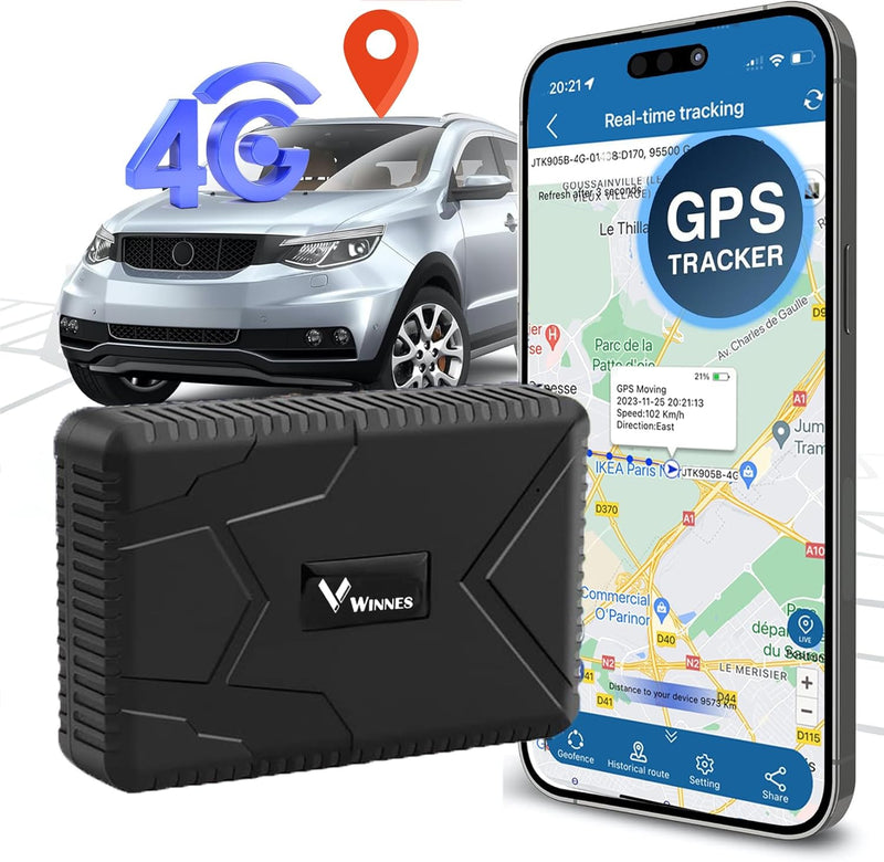 4G GPS Tracker Lange Standby-Zeit 10000 mAh, GPS-Tracker für Auto, LKW, PKW, GPS Ortung Echtzeit Tra