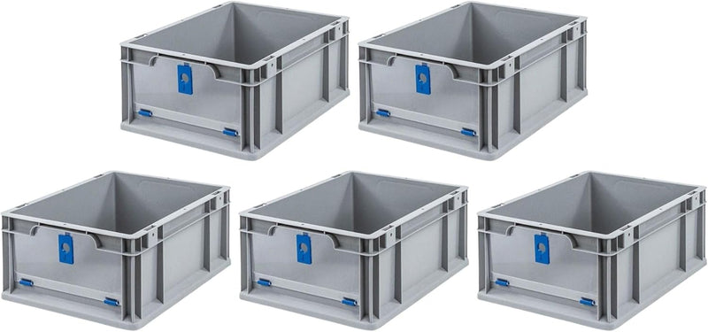 SparSet 5x Eurobox NextGen Insight Cover | HxBxT 17x30x40 | 16 Liter | Niedrig/Blau | Eurobehälter,
