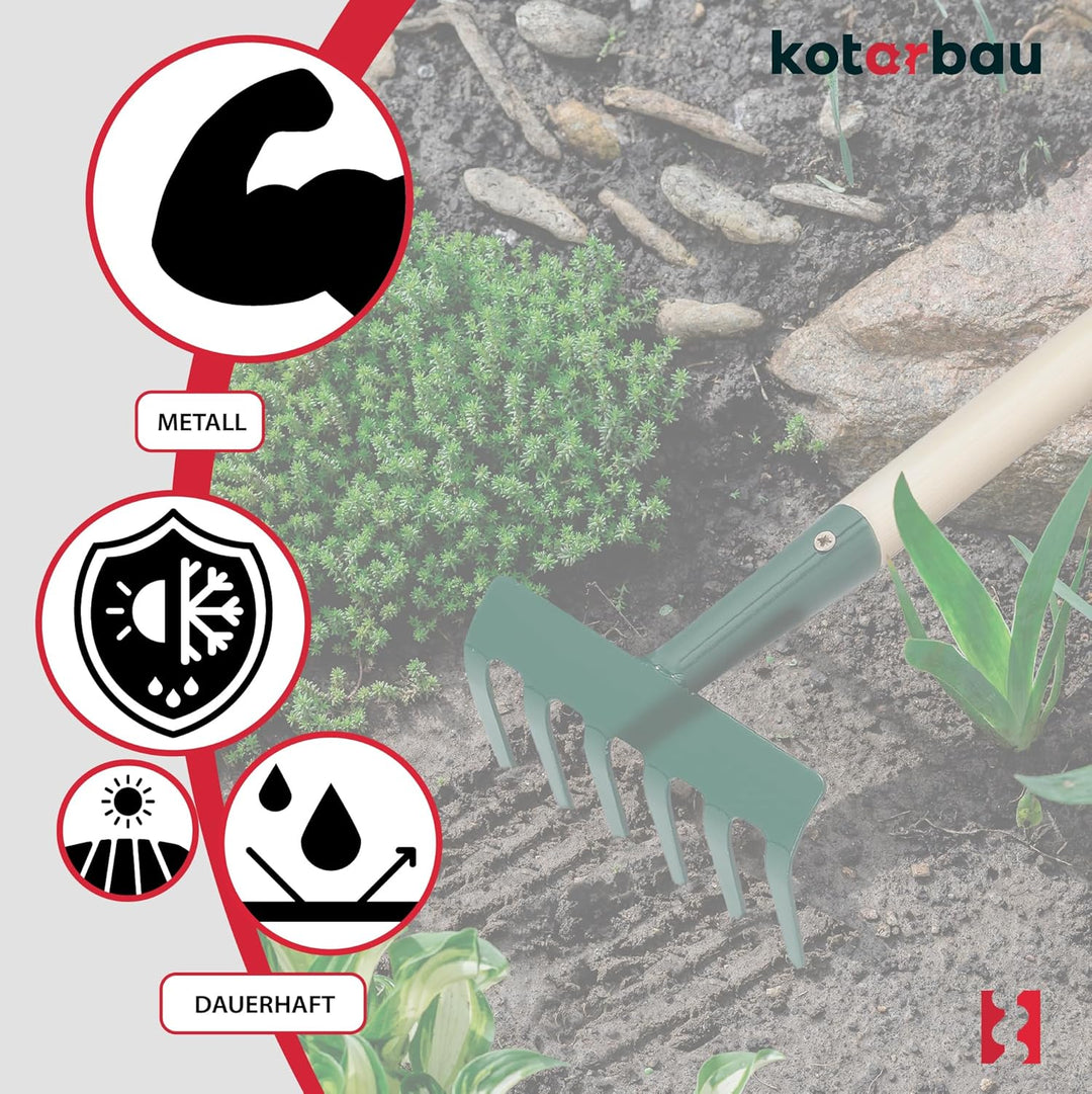 KOTARBAU® Gartenrechen mit 6 Zinken aus Stahl Gartenwerkzeug 109x1000mm, 109x1000mm