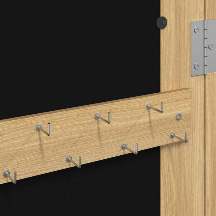 vidaXL Schmuckschrank mit Spiegel Wandmontage, Spiegelschrank mit Haken Bügeln Ablagen, Wandschrank