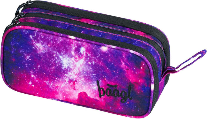 Baagl Federmäppchen und Turnbeutel Set 2-teilig für Mädchen - Galaxy | Federtasche Etui mit 3 Fächer