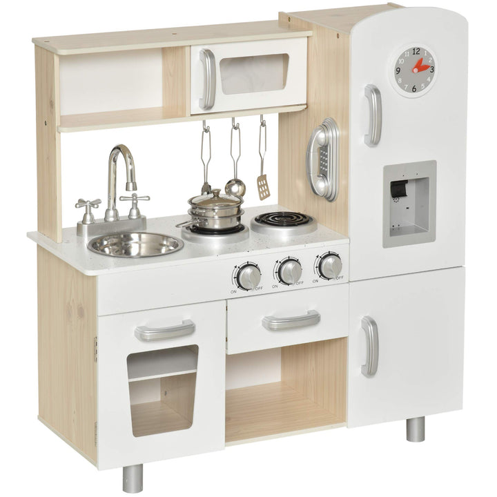 HOMCOM Kinderküche mit Ofen Spüle Kühlschrank für Kinder ab 3 Jahren Weiss | Spielküche, Puppenküche