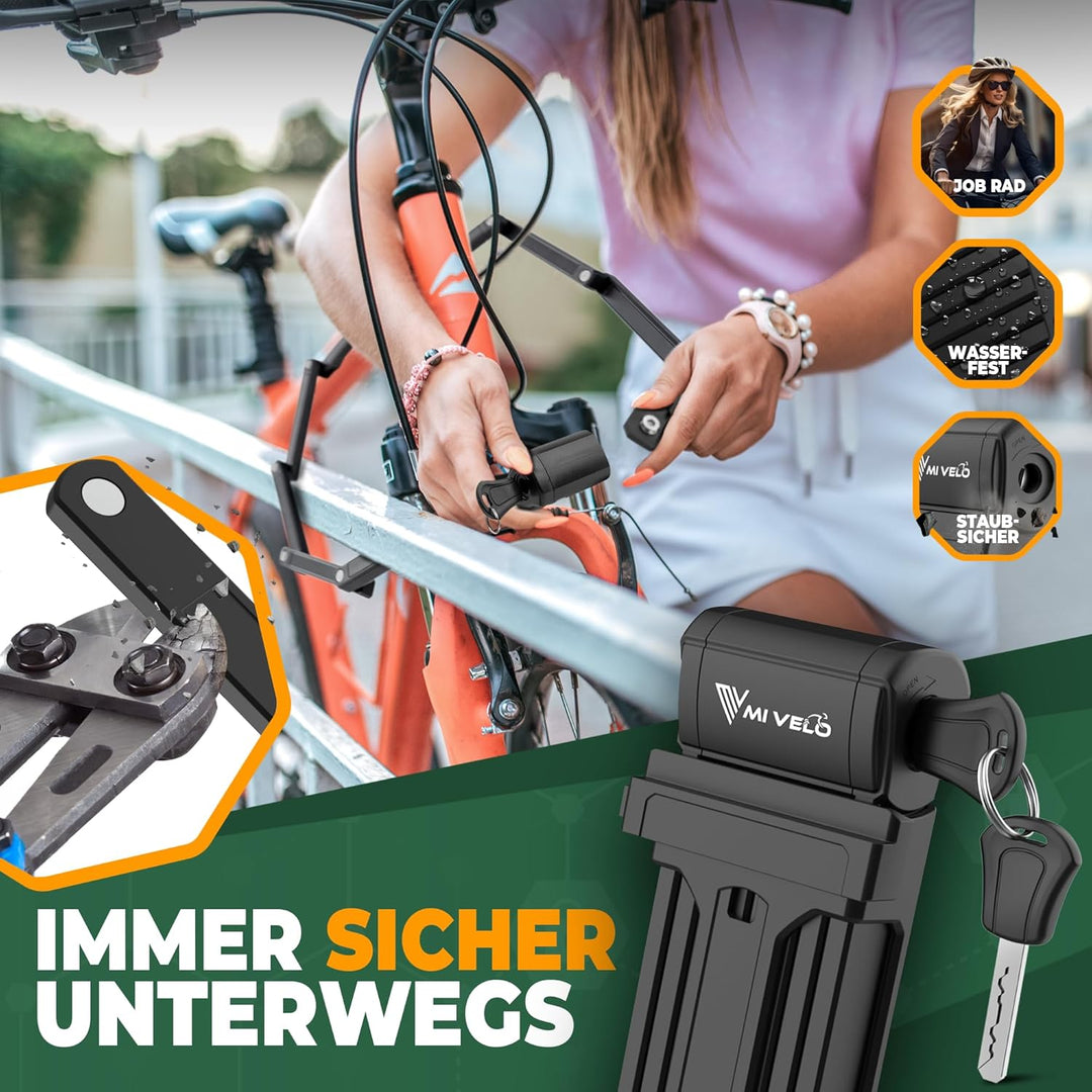 MIVELO Fahrradschloss Faltschloss hohe Sicherheit 120cm lang I Fahrrad Schloss mit Schlüssel inkl. H