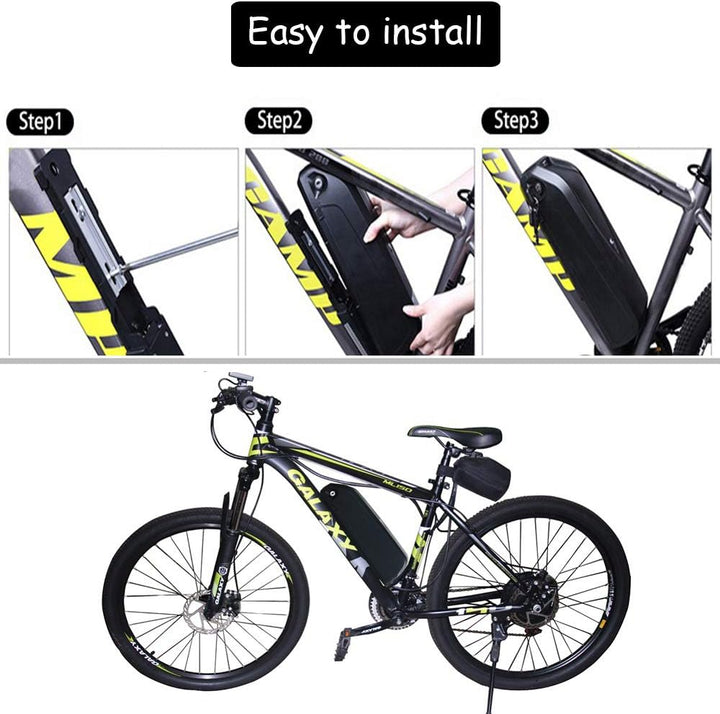 Yasco 48v 13ah Ebike Akku Elektro Fahrrad Batterie Lithium Ionen Fahrrad Batterie mit Ladegerät, eBi