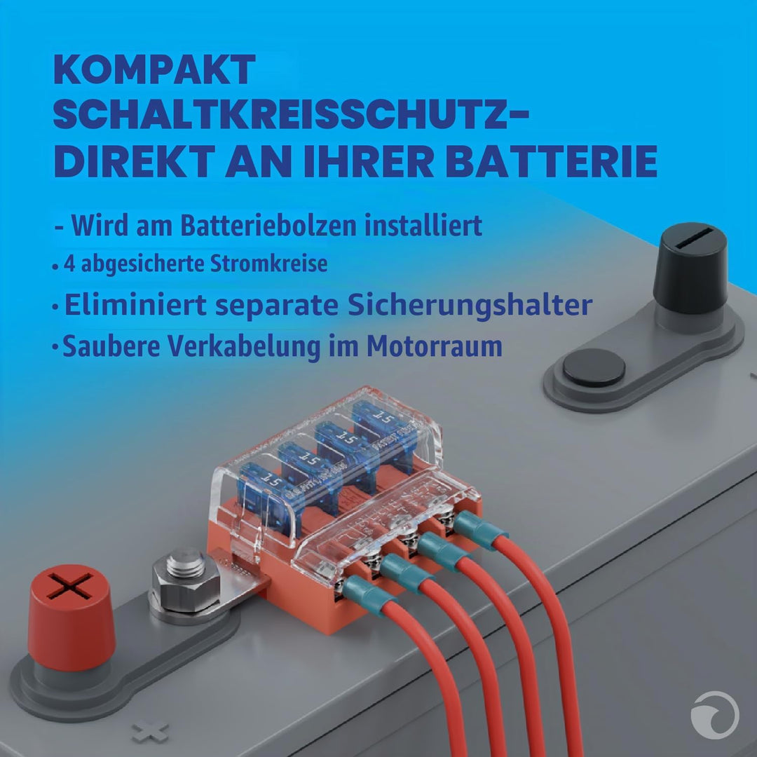 Blue Sea Systems ST Flachsicherungsblock 4 Schaltkreise - Klemmenmontage, 4 Schaltkreise - Klemmenmo