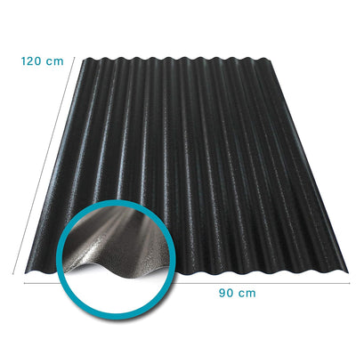 KAISER plastic® Wellplatte | Xtra Strong (PC) | C-Struktur und schwarz | 0,8mm Stärke | Sinus 76/18