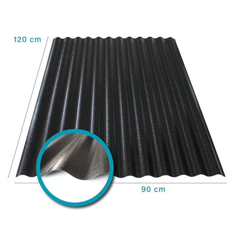 KAISER plastic® Wellplatte | Xtra Strong (PC) | C-Struktur und schwarz | 0,8mm Stärke | Sinus 76/18