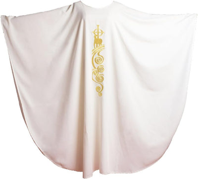 BLESSUME Chasuble Kirche Lamm Gestickter Priester Gewänder Kein Kragen Weiss