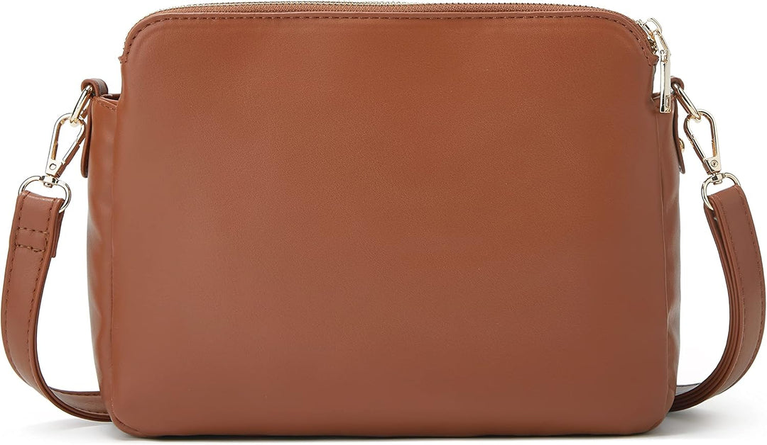 Crossbody Bags for Women Three-Layer Shoulder Bag Vegan Leather Multiple Compartments Handbag Purses