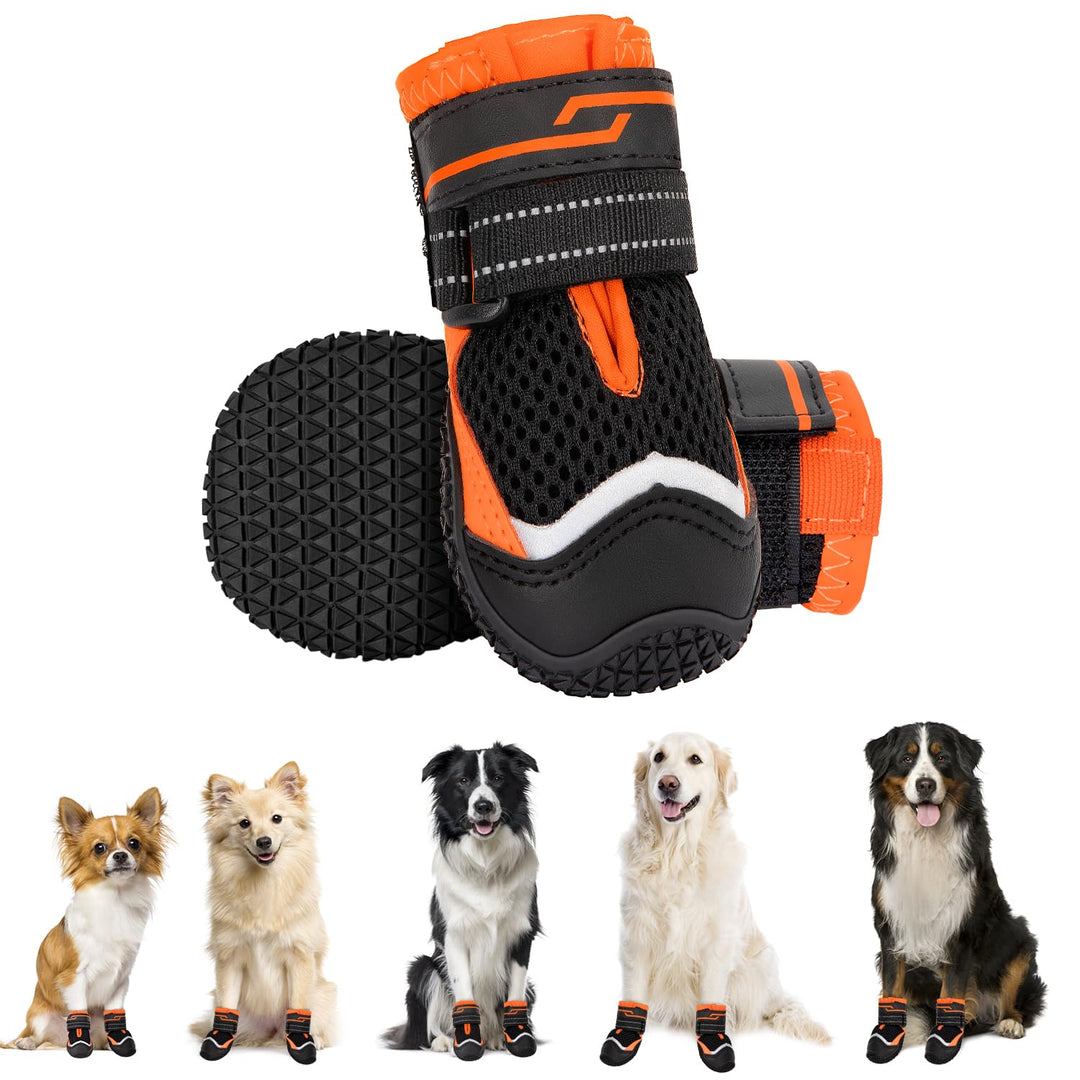 Eyein Hundeschuhe Pfotenschutz, 2 Stück atmungsaktiv Hundeschuhe mit Rutschfester Sohle und reflekti