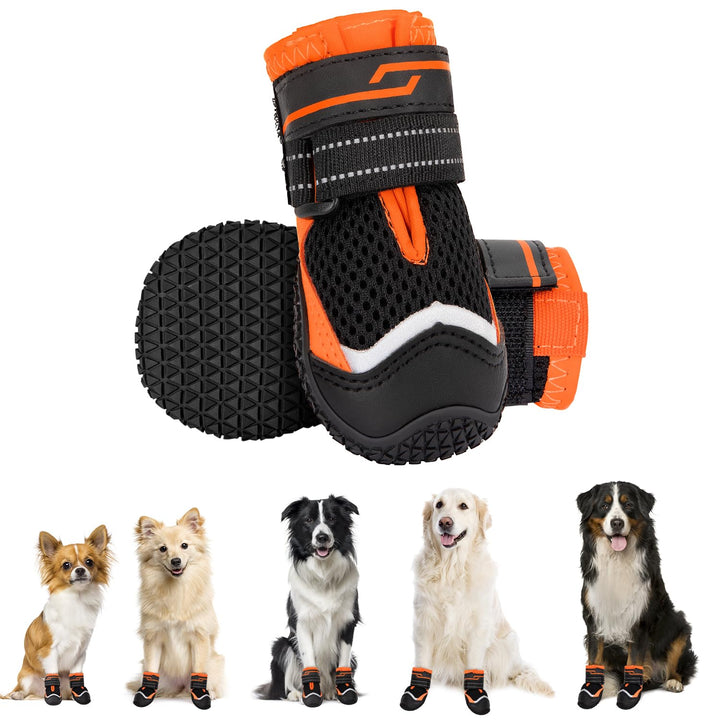 Eyein Hundeschuhe Pfotenschutz, 2 Stück atmungsaktiv Hundeschuhe mit Rutschfester Sohle und reflekti