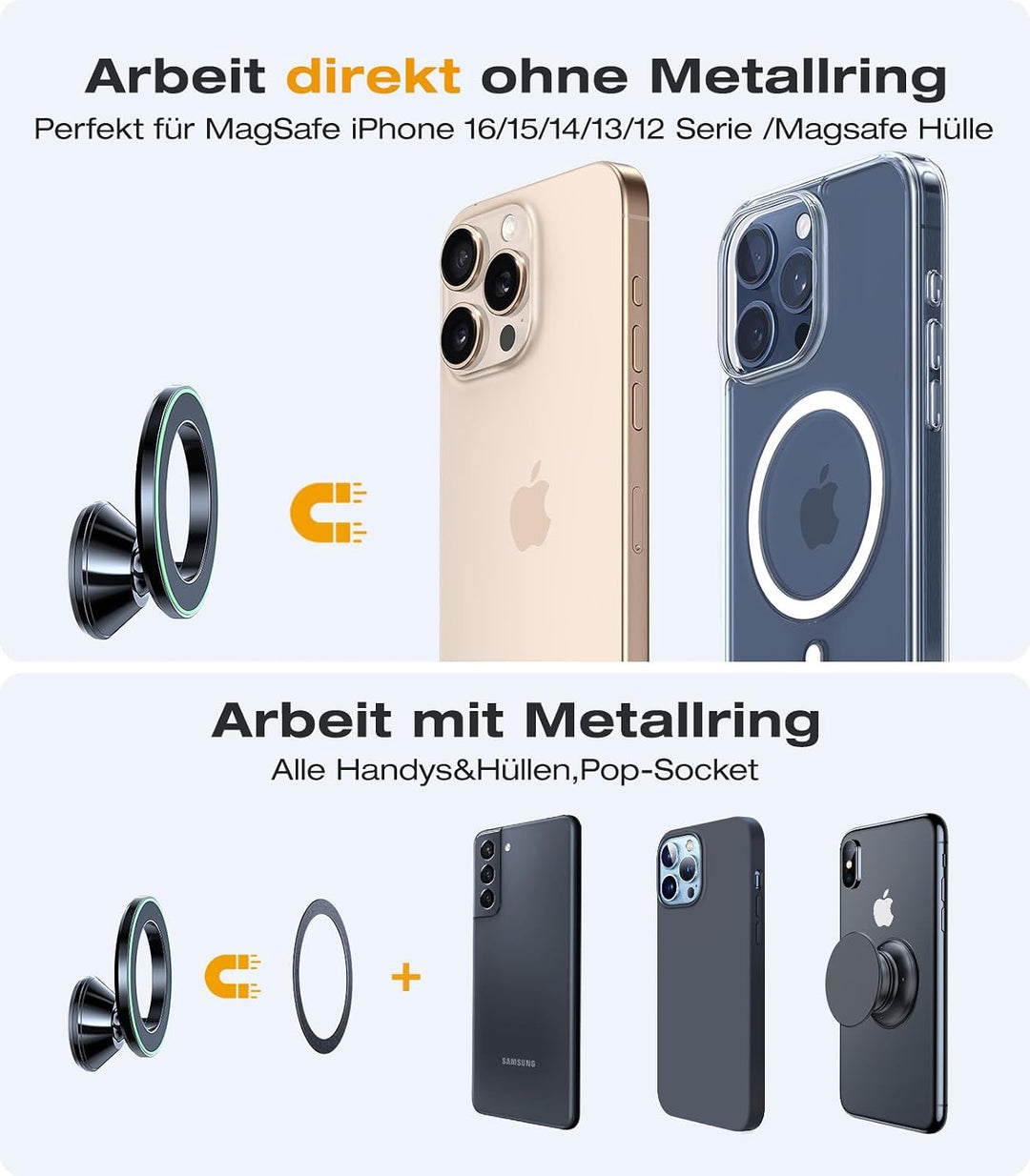 VICSEED Handyhalterung Auto Magnet[20xN55 Stärkste Magnete] Kompatibel mit MagSafe Autohalterung ,Ma